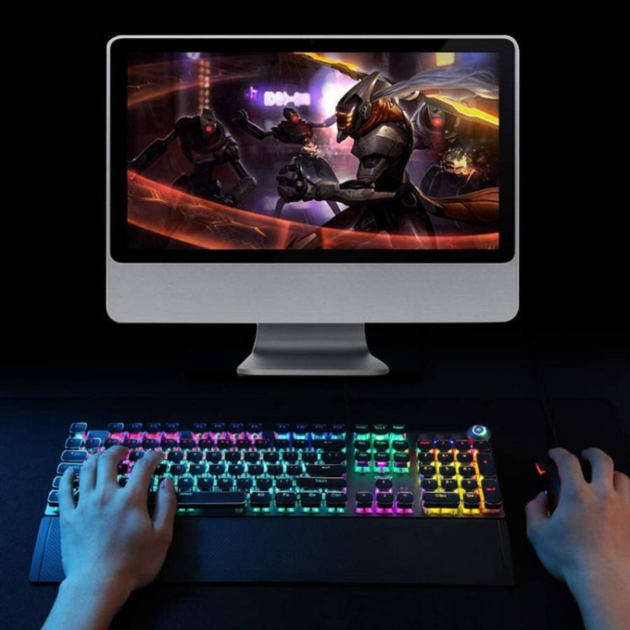 AULA F2088 108 Keys Mixed Light Mechanical Blue Switch Wired USB Gaming Keyboard with Metal Butto...