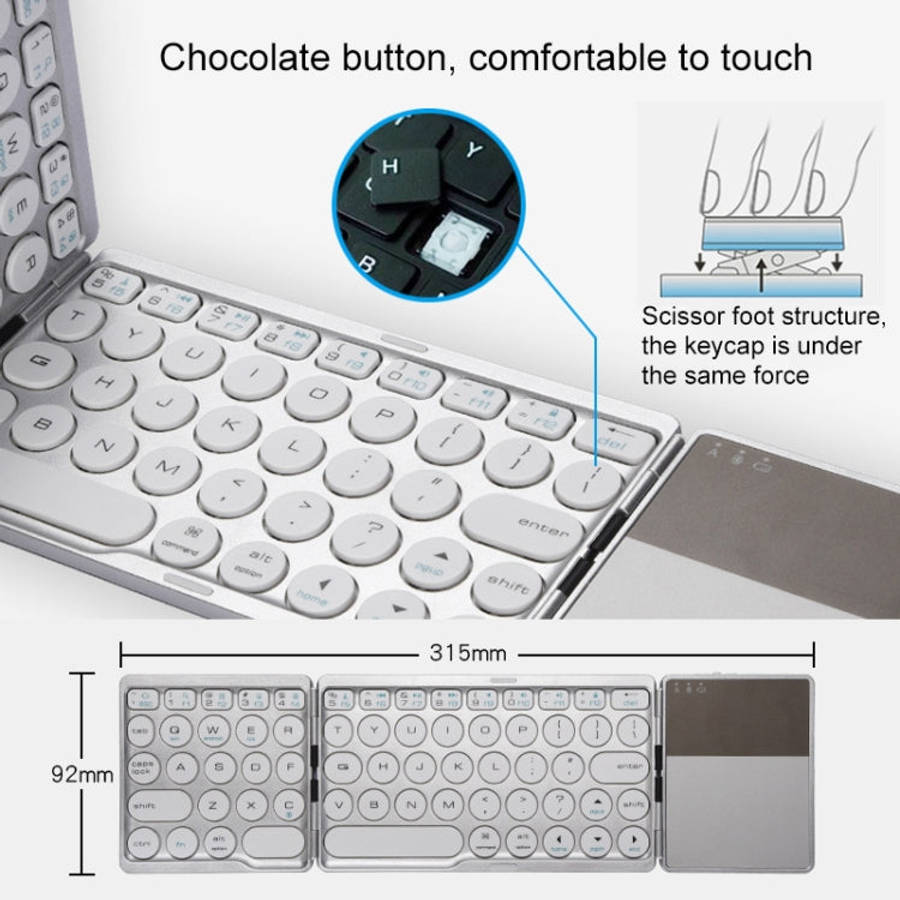 GK408 Three-fold Rechargeable Wireless Bluetooth Keyboard with Touchpad, Support Android / IOS / ...