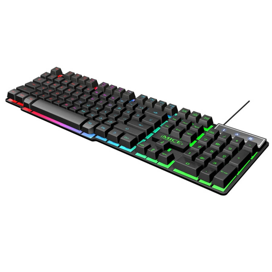 iMICE AK-600 Wired USB Floating Keycap Characters Glow Backlit Gaming Keyboard, Glow Backlit (Black)