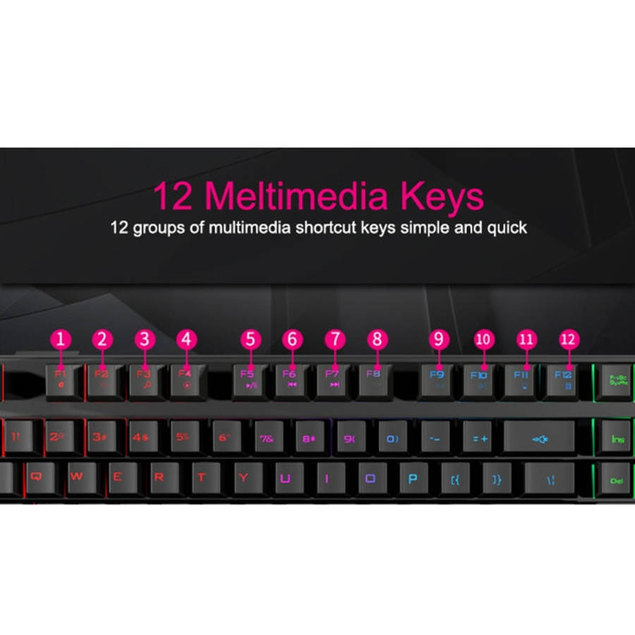 iMICE AK-600 Wired USB Floating Keycap Characters Glow Backlit Gaming Keyboard, Glow Backlit (Black)