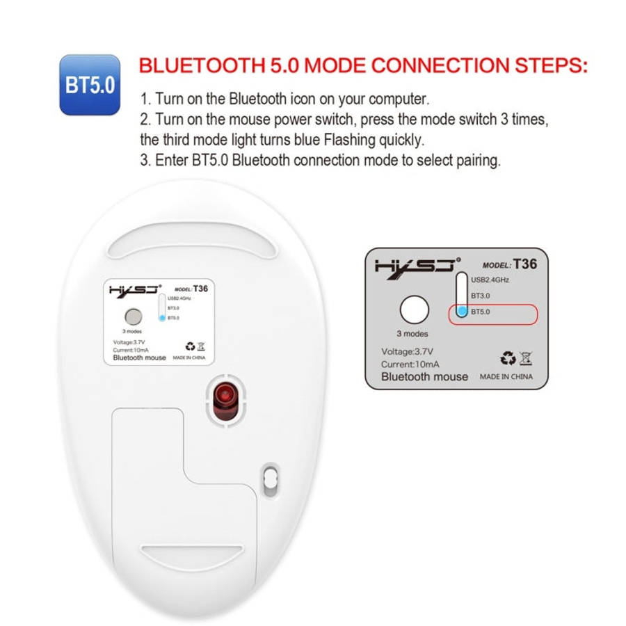 HXSJ T36 2.4G Bluetooth 5.0+3.0 Three-mode Silent Design Wireless Bluetooth Mouse