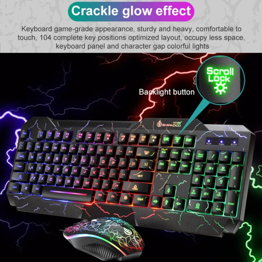 SHIPADOO D620 104-key Wired RGB Color Cracked Backlight Gaming Keyboard Mouse Kit for Laptop, PC