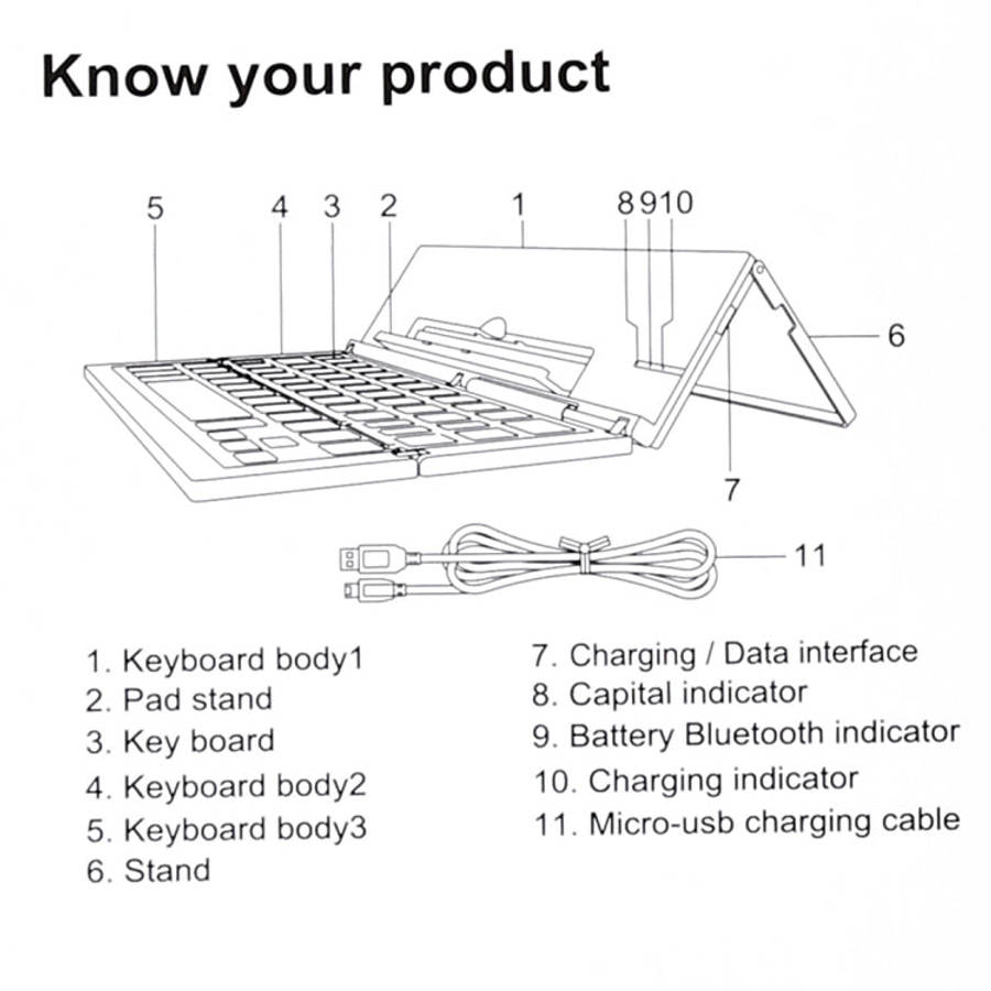 GK608 Ultra-thin Foldable Bluetooth V3.0 Keyboard, Built-in Holder, Support Android / iOS / Windo...