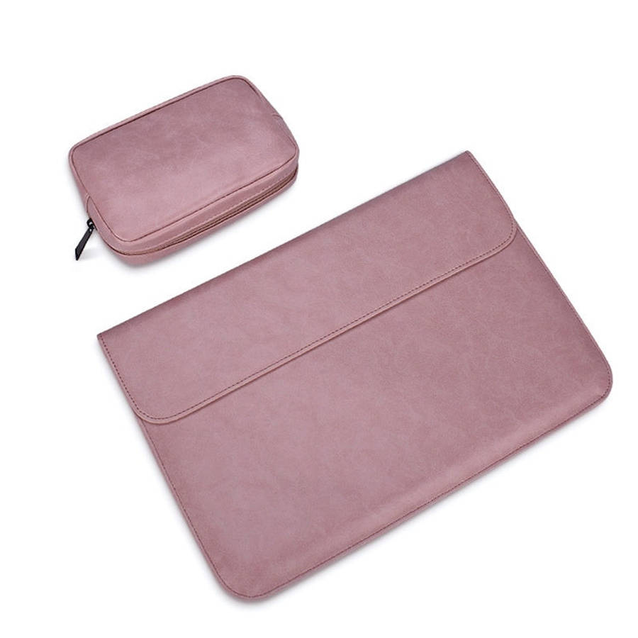 PU01S PU Leather Horizontal Invisible Magnetic Buckle Laptop Inner Bag for 15.4 inch laptops, wit...