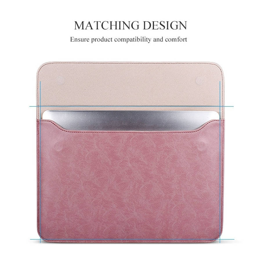 PU01S PU Leather Horizontal Invisible Magnetic Buckle Laptop Inner Bag for 15.4 inch laptops, wit...