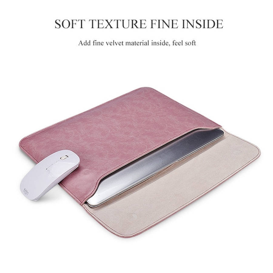 PU01S PU Leather Horizontal Invisible Magnetic Buckle Laptop Inner Bag for 15.4 inch laptops, wit...