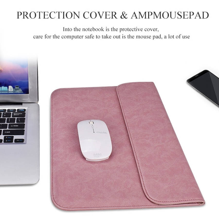 PU01S PU Leather Horizontal Invisible Magnetic Buckle Laptop Inner Bag for 15.4 inch laptops, wit...
