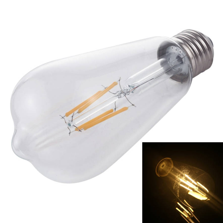 ST64 E27 4W 4 LEDs 600 LM 3000K Retro Dimming LED Filament Light Bulb Energy Saving Light, AC 220...