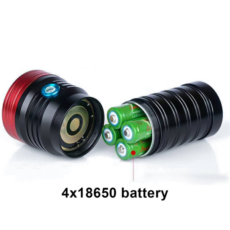 3 Gears, DB18 18xT6, Luminous Flux: 5400lm LED Flashlight, with 4 18650 Batteries