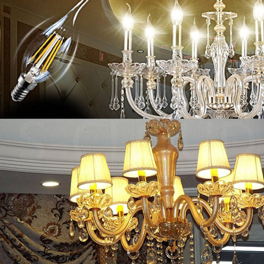 C35 E14 4W 4 LEDs 300 LM 3000K Dimmable Retro LED Filament Light Bulb Energy Saving Light, AC 220...