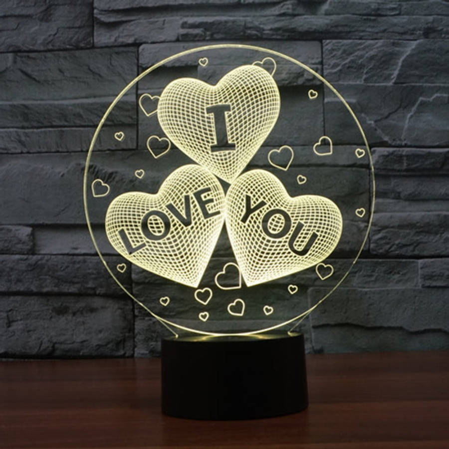 7-color Discoloration Creative Visual Stereo Lamp Desk Lamp Novelty Gift, I LOVE YOU Pattern
