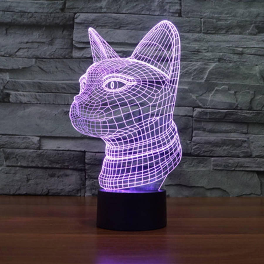 7 Color Discoloration Creative Visual Stereo Lamp Desk Lamp Night Light, Side Face Cat Style