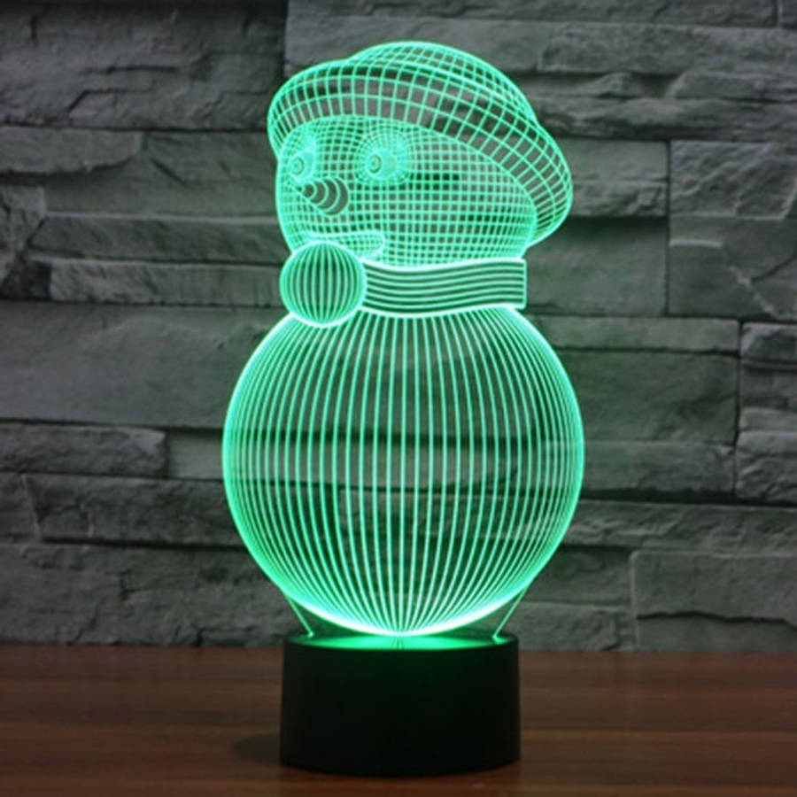 7 Color Discoloration Creative Visual Stereo Lamp Desk Lamp Night Light, Snowman Style