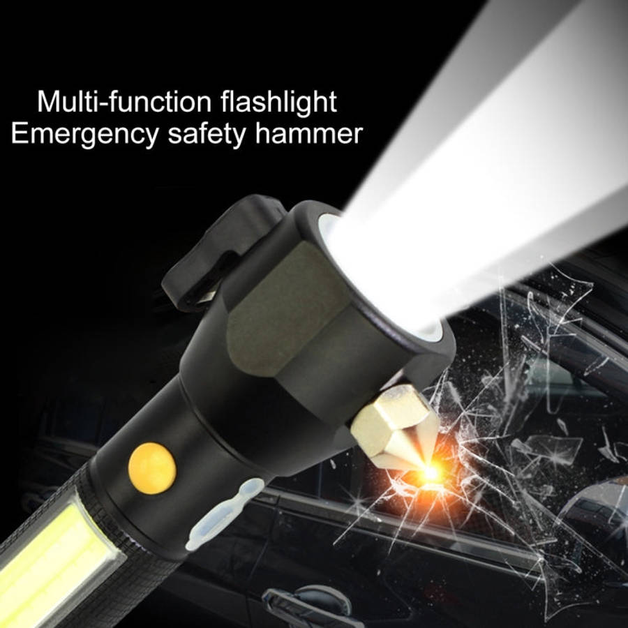 10W 450 Lumens IPX4 Waterproof Rechargeable LED Flashlight with Safety Hammer & 3-Modes