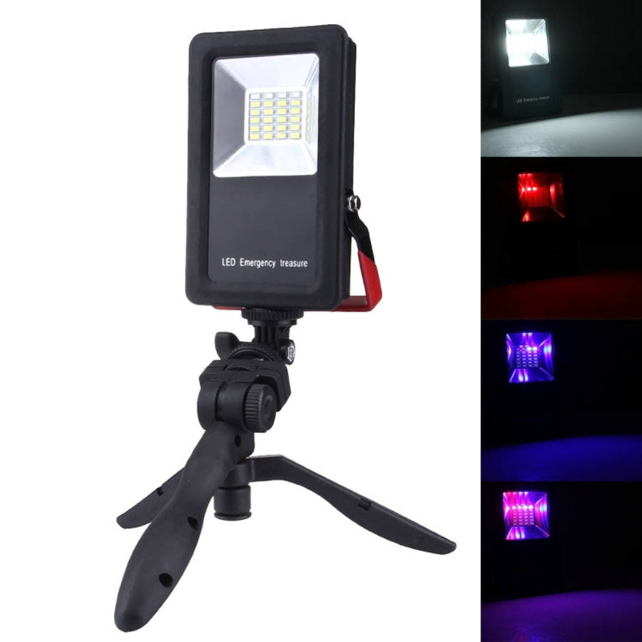 24 LEDs SMD5730 2400LM 6000-6500K Red and Blue Light Flashing Warning Lights Portable with Holder...