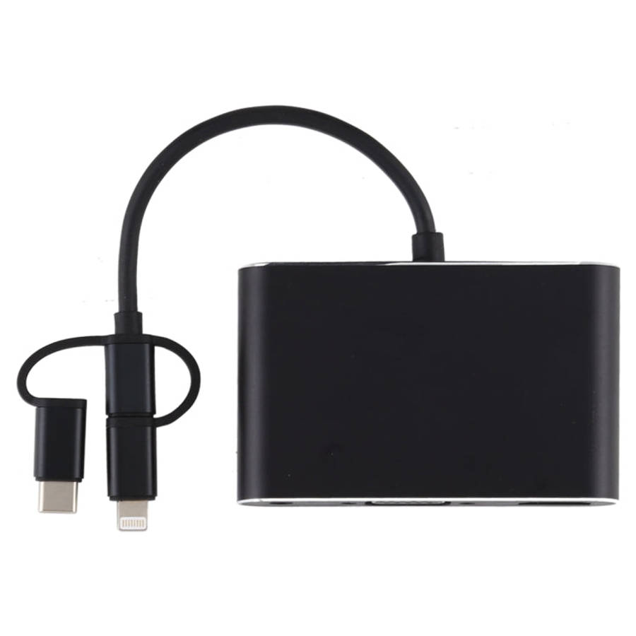 3 in 1 8 Pin + Micro USB + Type-C to AV + HDMI + VGA 15 Pin HD Screen Player Adapter Converter wi...