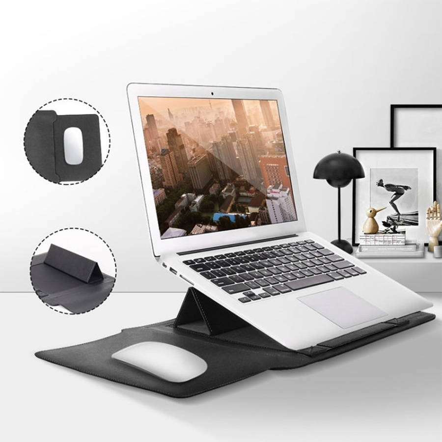4 in 1 Universal Waterproof PU Leather Laptop Liner Bag with Handle & Stand & Pen Holder + 2 Wind...