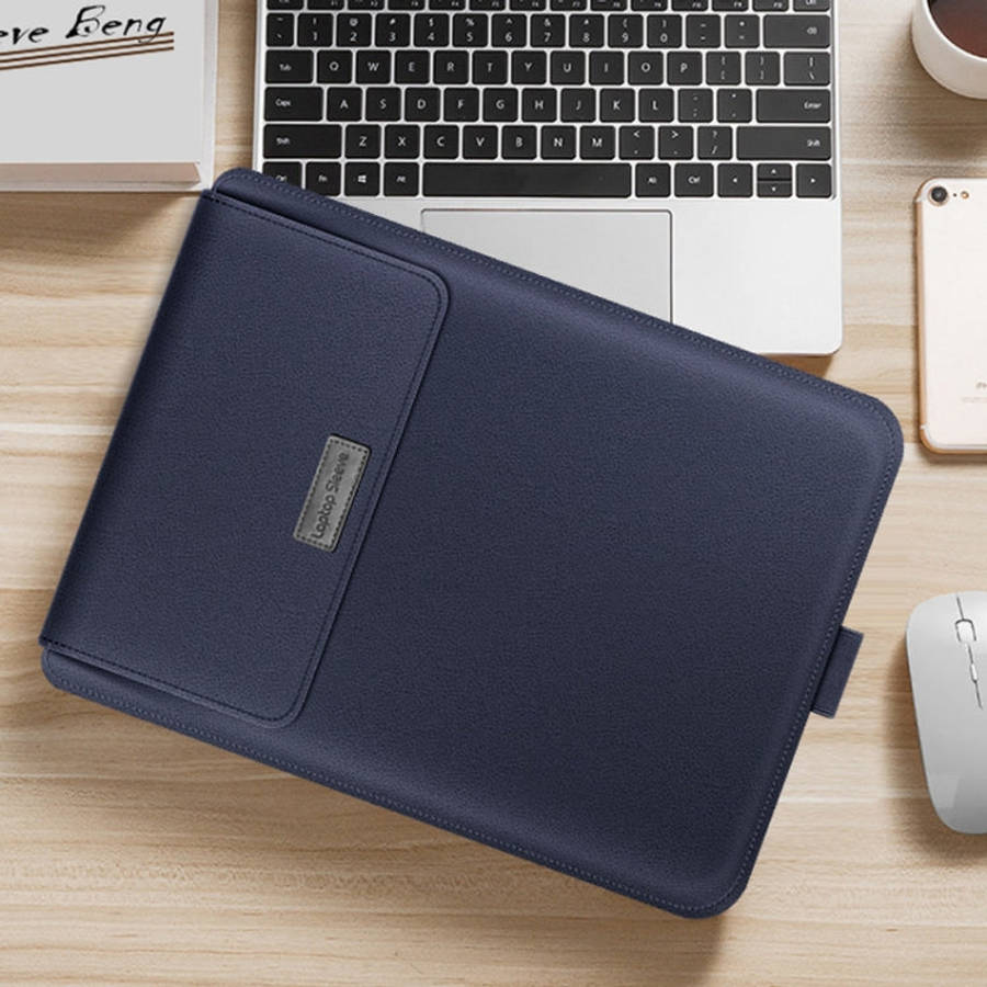 4 in 1 Universal Waterproof PU Leather Laptop Liner Bag with Handle & Stand & Pen Holder + 2 Wind...