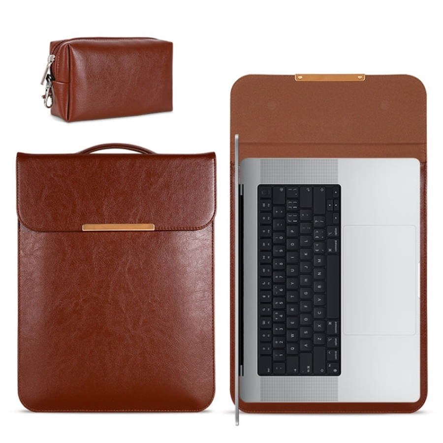 13.3 inch Laptop 2 in 1 PU Leather Sleeve Liner Bag with Mouse Storage Bag