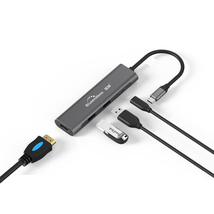 Blueendless 4 In 1 Multi-function Type-C / USB-C to HDMI + PD + Dual USB 3.0 HUB Expansion Dock, ...