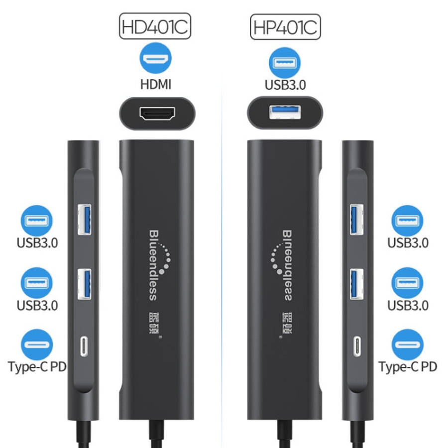 Blueendless 4 In 1 Multi-function Type-C / USB-C to HDMI + PD + Dual USB 3.0 HUB Expansion Dock, ...