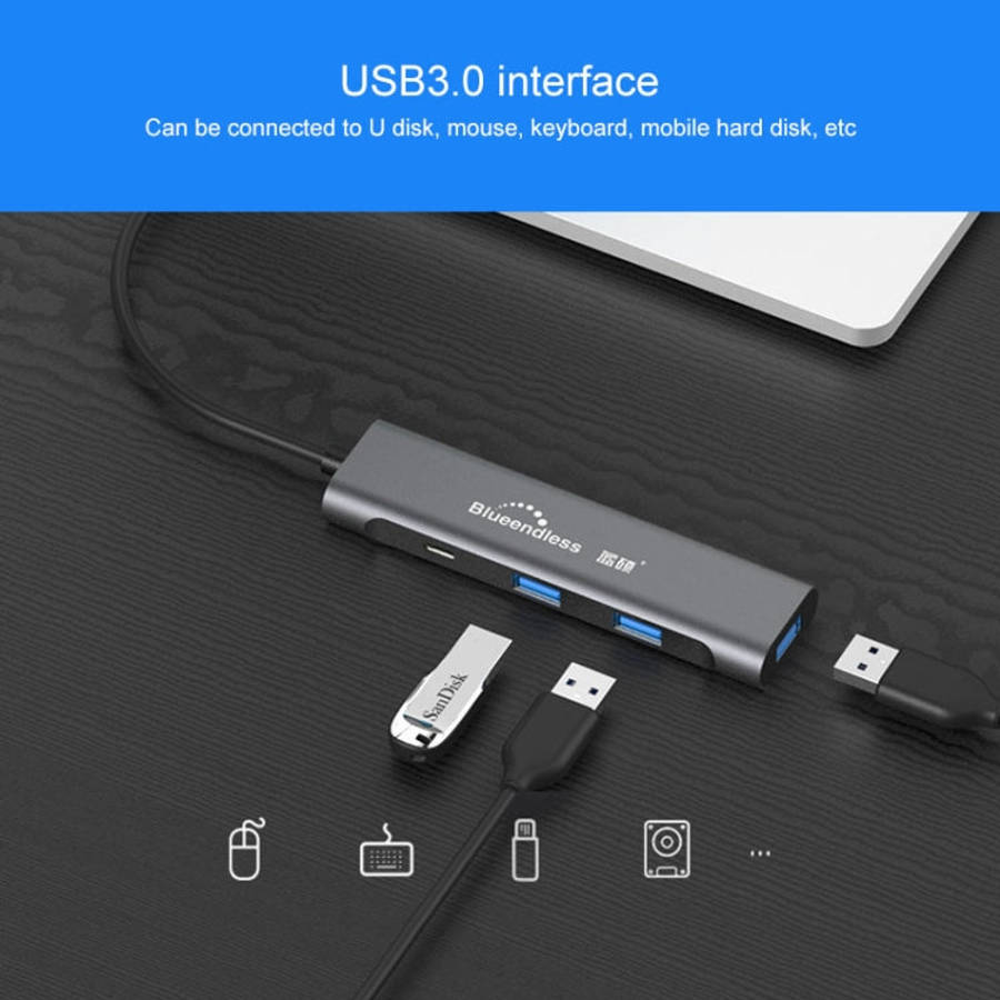 Blueendless 4 In 1 Multi-function Type-C / USB-C to HDMI + PD + Dual USB 3.0 HUB Expansion Dock, ...