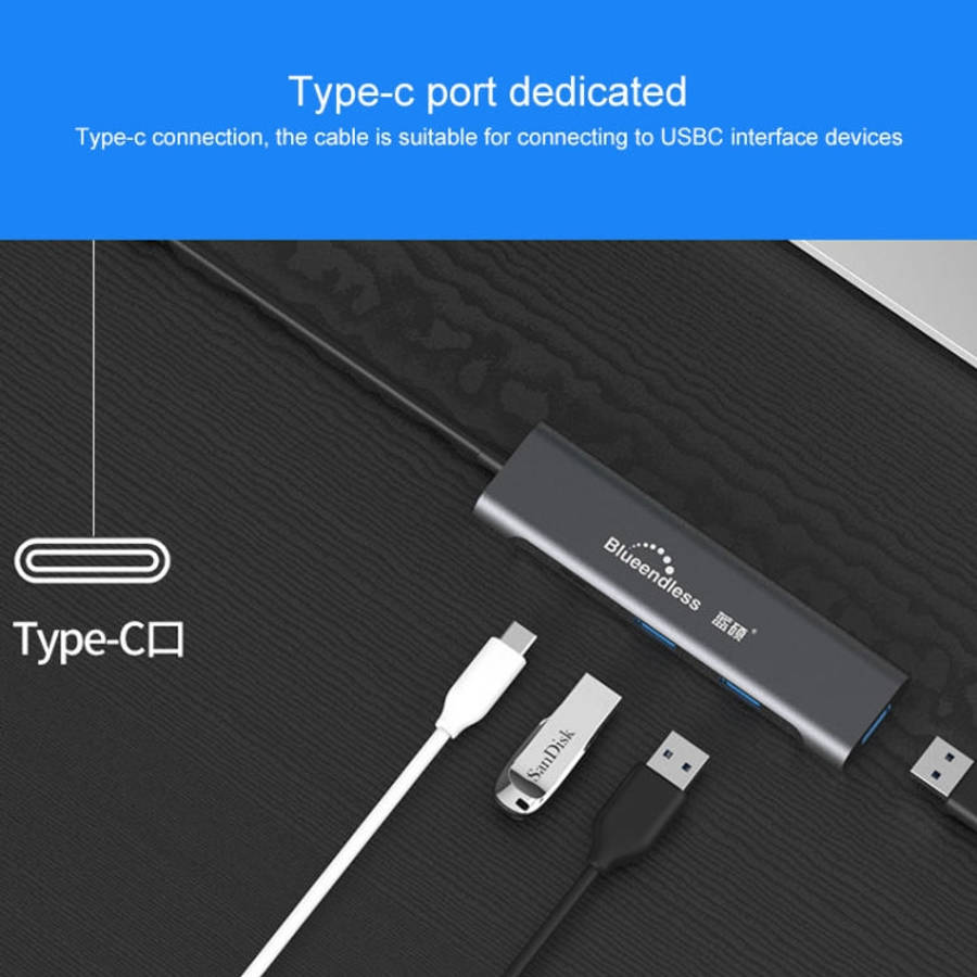 Blueendless 4 In 1 Multi-function Type-C / USB-C to HDMI + PD + Dual USB 3.0 HUB Expansion Dock, ...