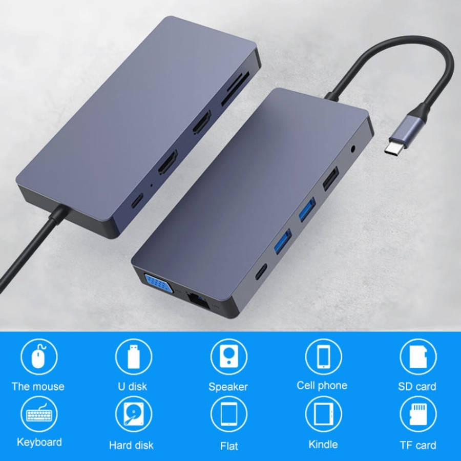 Blueendless 12 In 1 Multi-function Type-C / USB-C HUB Expansion Dock, 12 In 1