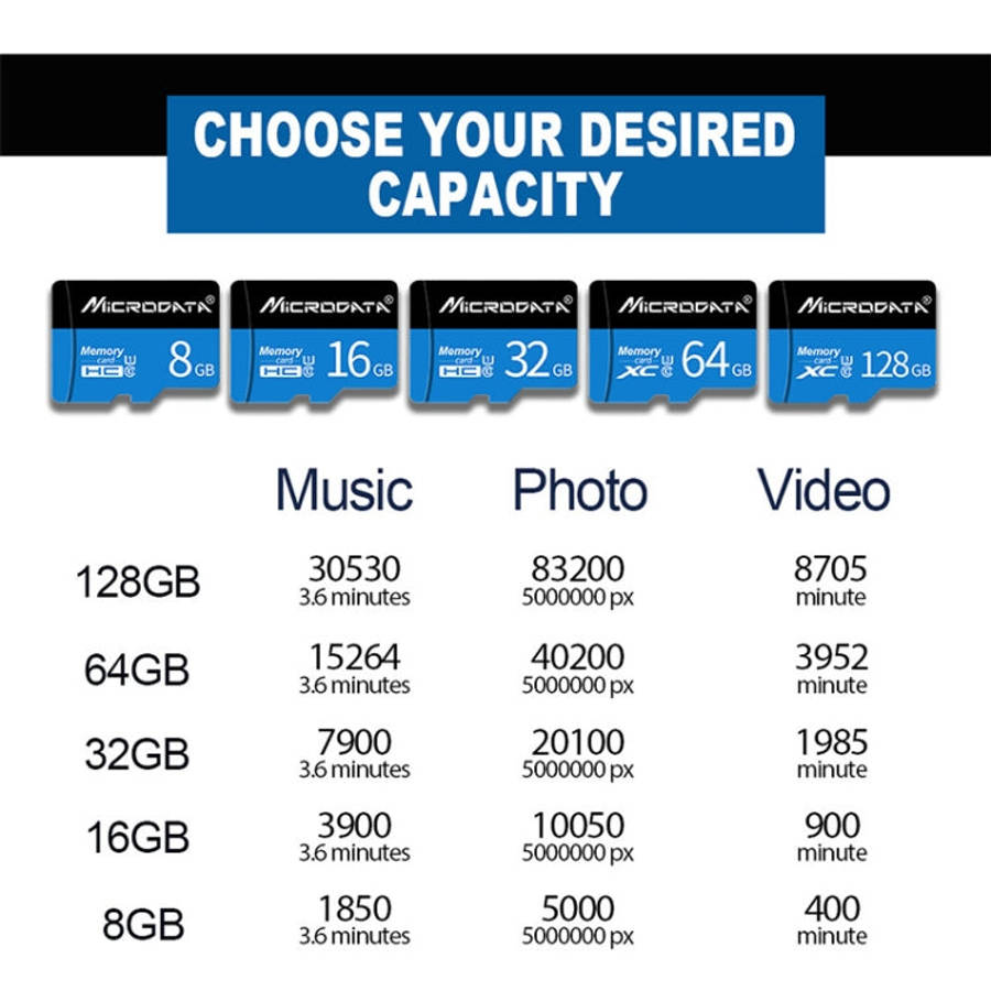 MICRODATA 16GB U1 Blue and Black TF(Micro SD) Memory Card, 16GB