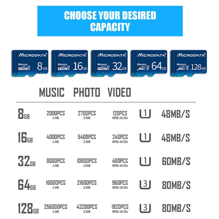 MICRODATA 16GB U1 Blue TF(Micro SD) Memory Card, 16GB