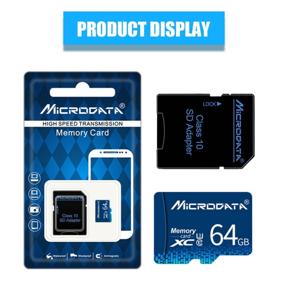 MICRODATA 64GB U3 Blue TF(Micro SD) Memory Card, 64GB