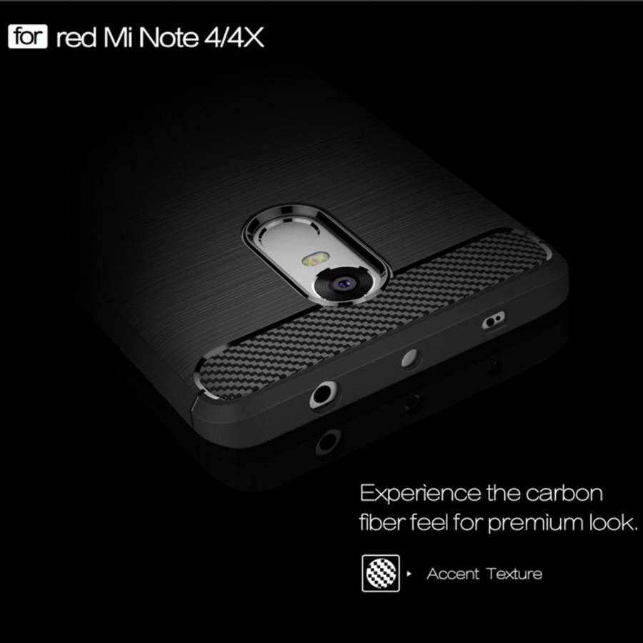 For Xiaomi  Redmi Note 4X Brushed Carbon Fiber Texture Shockproof TPU Protective Case , For Redmi...