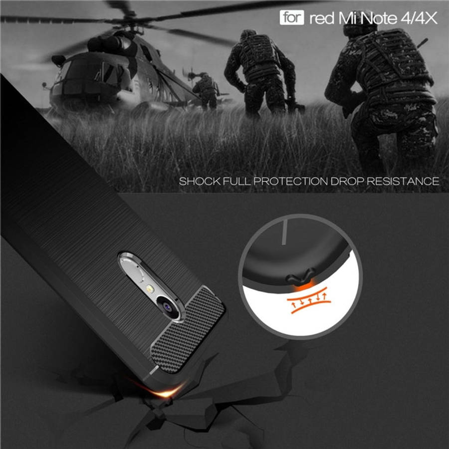 For Xiaomi  Redmi Note 4X Brushed Carbon Fiber Texture Shockproof TPU Protective Case , For Redmi...