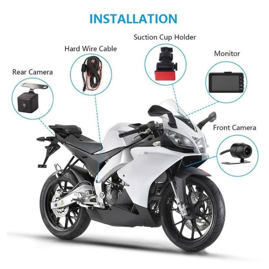 MT-80 3.0 inch 140 Degrees Wide Angle HD Video Motorcycle Dual  Camera DVR, Support TF Card (32GB...