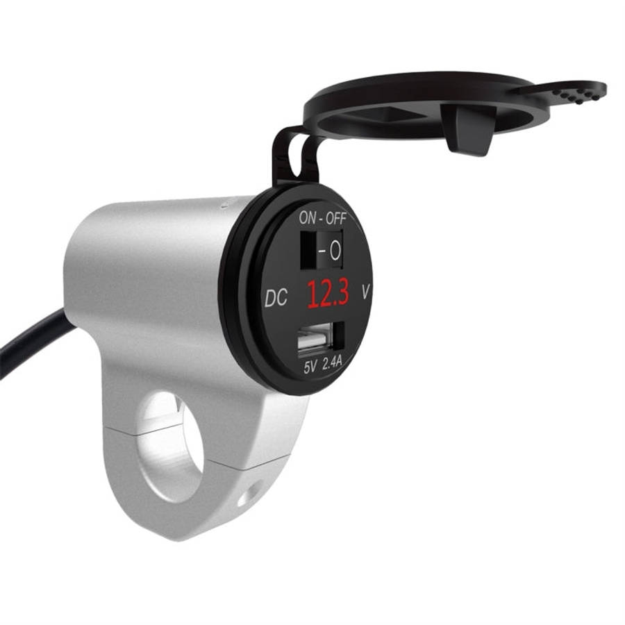 ZH-975A1 Motorcycle Aluminum Alloy Waterproof Mobile Phone Single USB Charger with Red Voltmeter,...