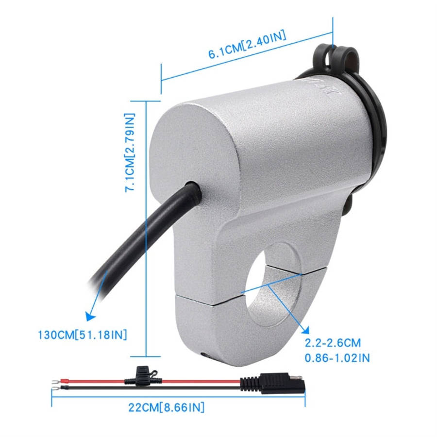 ZH-975A1 Motorcycle Aluminum Alloy Waterproof Mobile Phone Single USB Charger with Red Voltmeter,...
