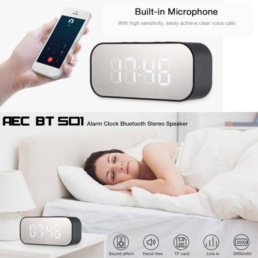 AEC BT501 Bluetooth 5.0 Mini Speaker with LED & Alarm Clock & Clock & Mirror, Support 32G TF Card...
