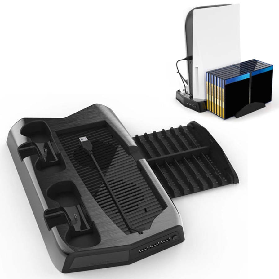 KJH P5-010-2 Multi-function Charging Cooling Fan Base with Storage Tray Bracket For PS5 De / UHD,...