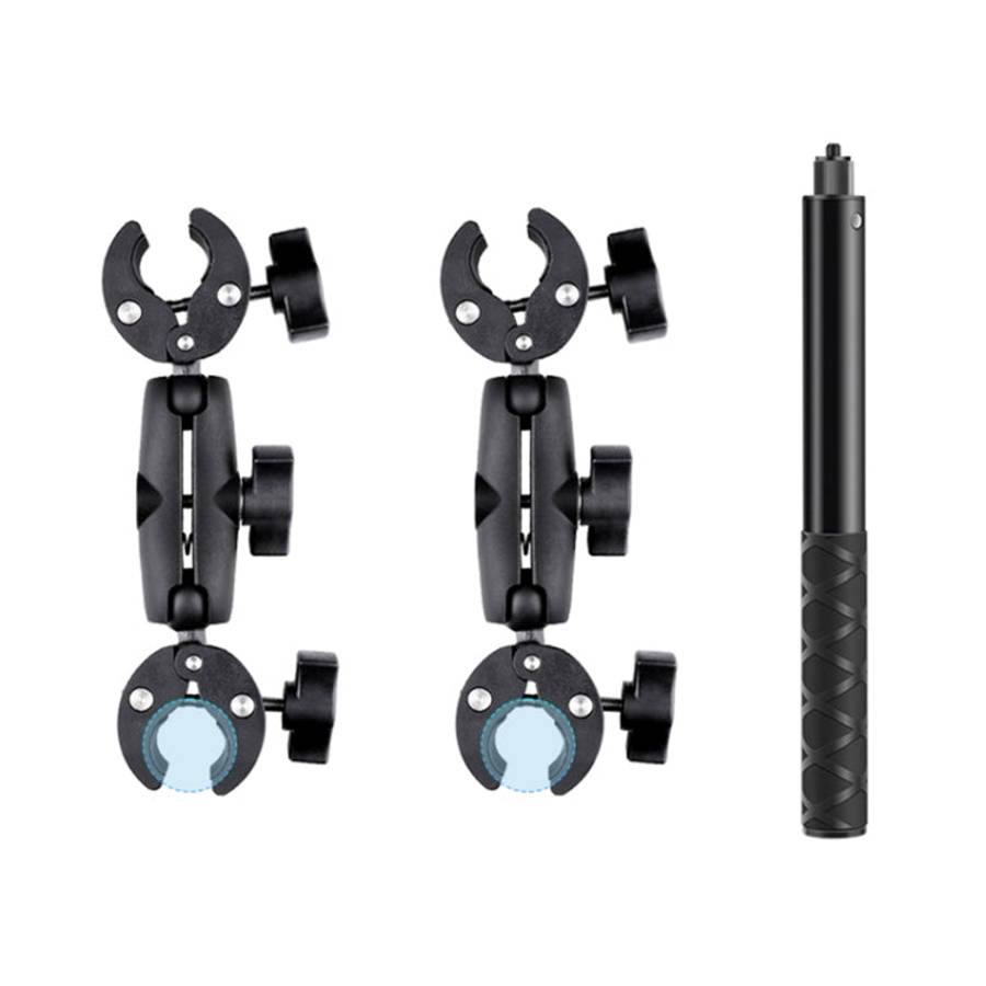 Dual Motorcycle Crab Clamps Handlebar Fixed Mount Selfie Stick, Double Dual-heads Crabs