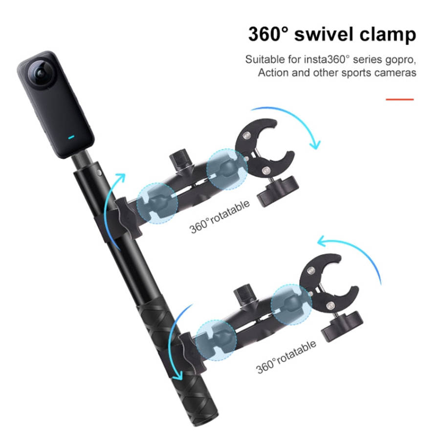 Dual Motorcycle Crab Clamps Handlebar Fixed Mount Selfie Stick, Double Dual-heads Crabs
