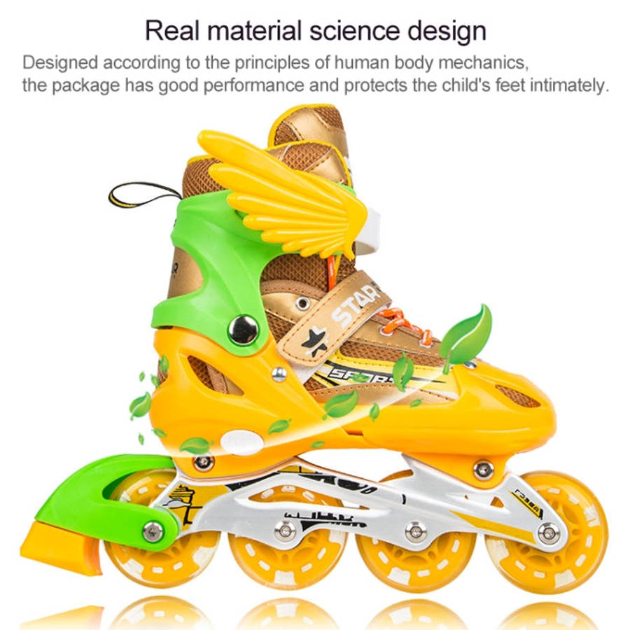 Adjustable Children Full Flash Single Four-wheel Roller Skates Skating Shoes Set, Size : S, Size ...