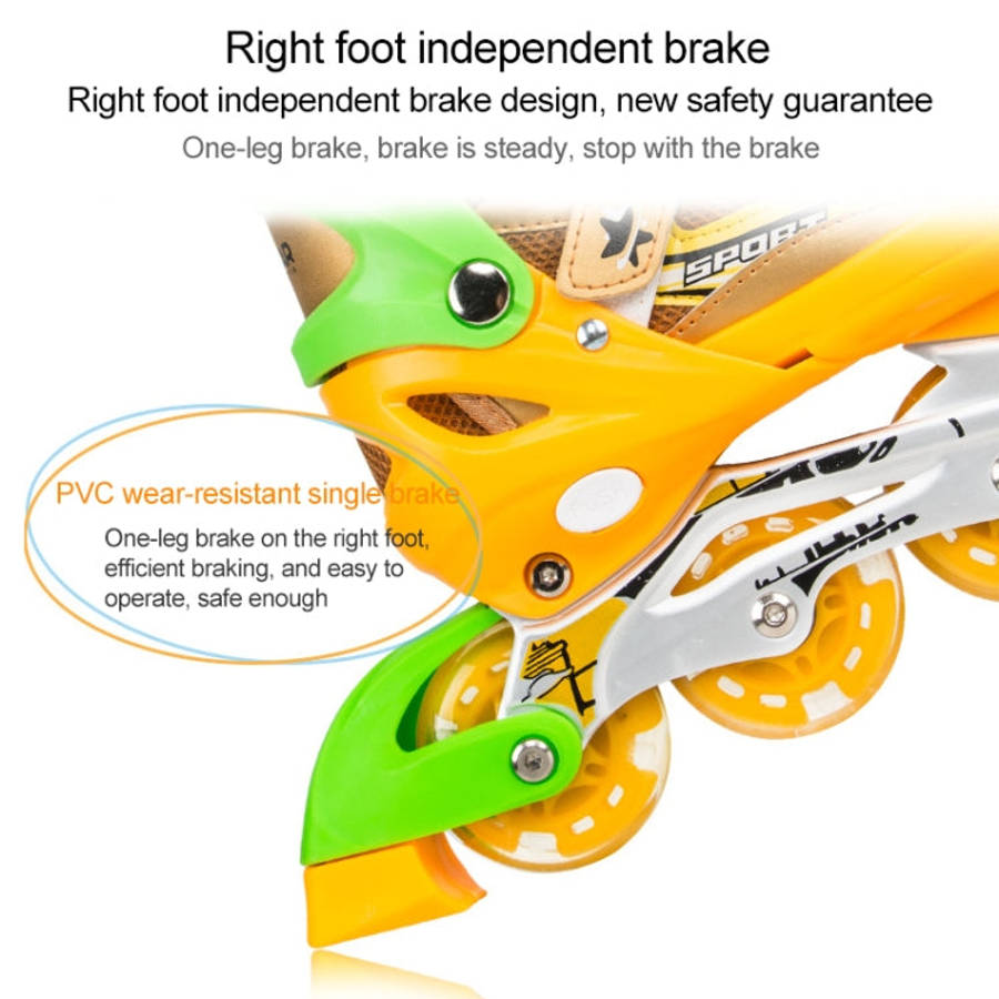 Adjustable Children Full Flash Single Four-wheel Roller Skates Skating Shoes Set, Size : S, Size ...