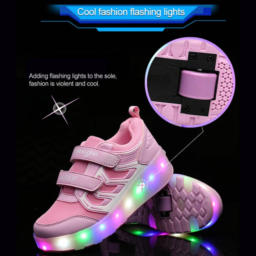WS01 LED Light Ultra Light Mesh Surface Rechargeable Double Wheel Roller Skating Shoes Sport Shoe...