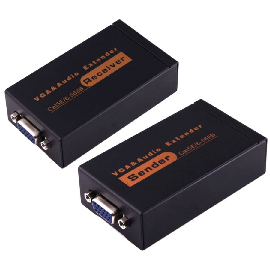 VGA & Audio Extender 1920x1440 HD 100m Cat5e / 6-568B Network Cable Sender Receiver Adapter, Tran...