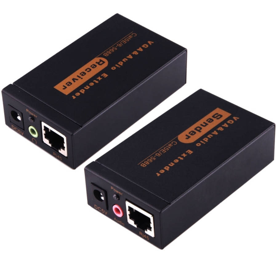 VGA & Audio Extender 1920x1440 HD 100m Cat5e / 6-568B Network Cable Sender Receiver Adapter, Tran...