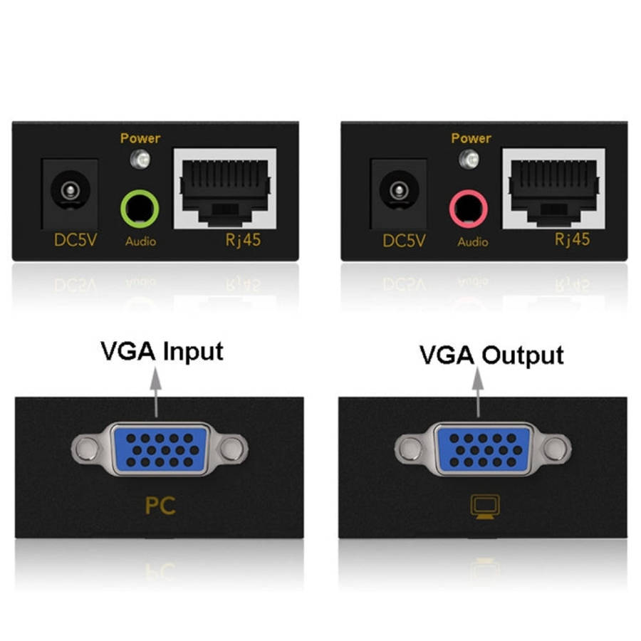 VGA & Audio Extender 1920x1440 HD 100m Cat5e / 6-568B Network Cable Sender Receiver Adapter, Tran...