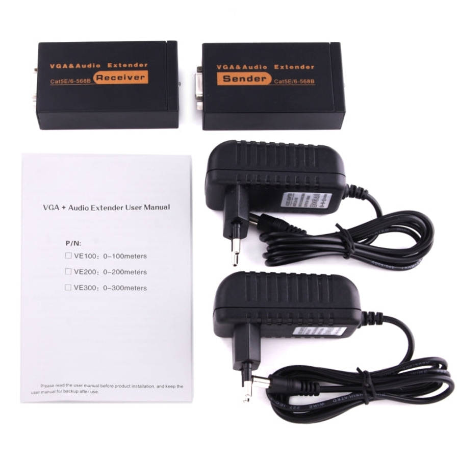 VGA & Audio Extender 1920x1440 HD 100m Cat5e / 6-568B Network Cable Sender Receiver Adapter, Tran...