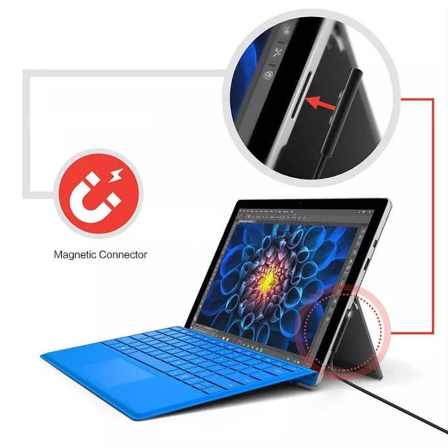 USB-C / Type-C to 6 Pin Magnetic Male Laptop Power Charging Cable for Microsoft Surface Pro 7 / 6...