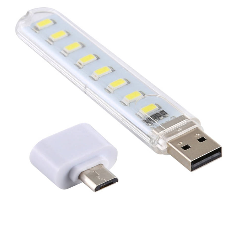 8LEDs 5V 200LM USB LED Book Light Portable Night Light, with Micro Adapter, with Micro Adapter