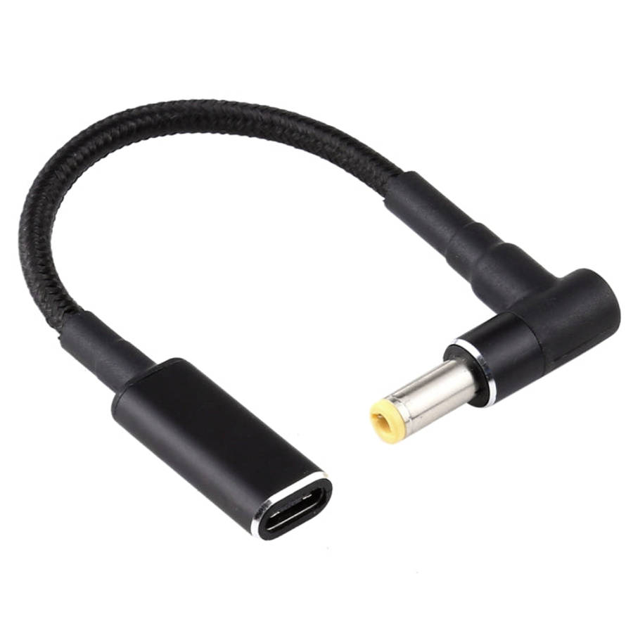 PD 100W 18.5-20V 5.5 x 2.5mm Elbow to USB-C / Type-C Adapter Nylon Braid Cable, 5.5 x 2.5mm